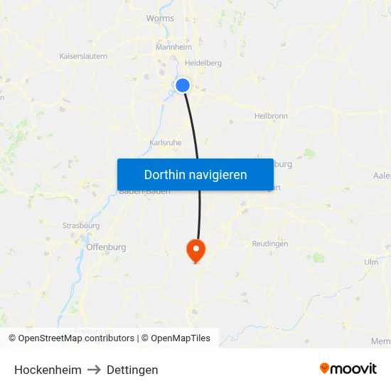 Hockenheim to Dettingen map