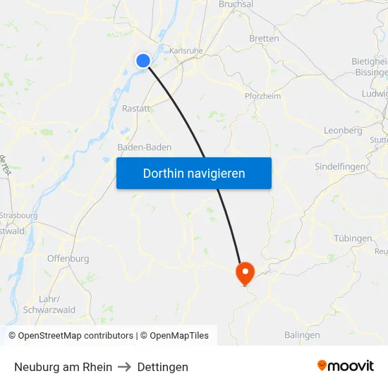 Neuburg am Rhein to Dettingen map