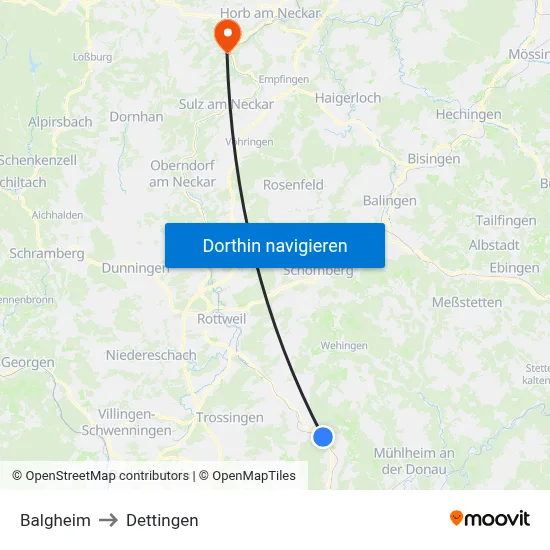 Balgheim to Dettingen map