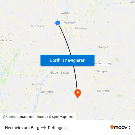 Herxheim am Berg to Dettingen map