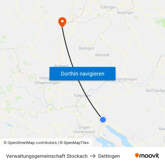 Verwaltungsgemeinschaft Stockach to Dettingen map