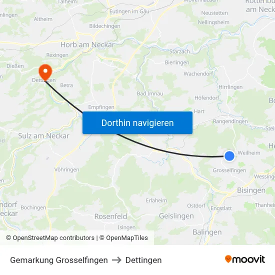 Gemarkung Grosselfingen to Dettingen map