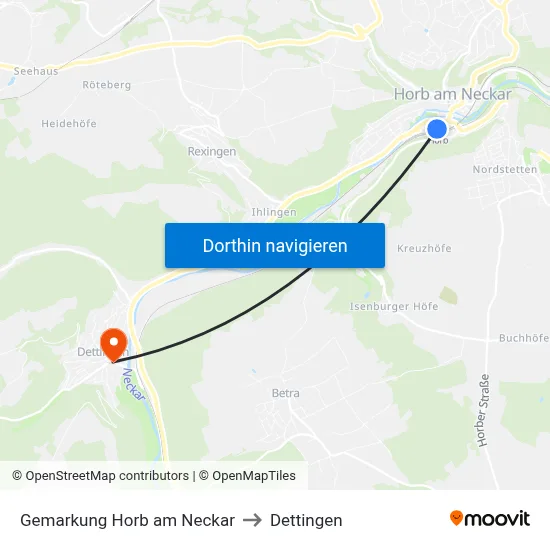 Gemarkung Horb am Neckar to Dettingen map