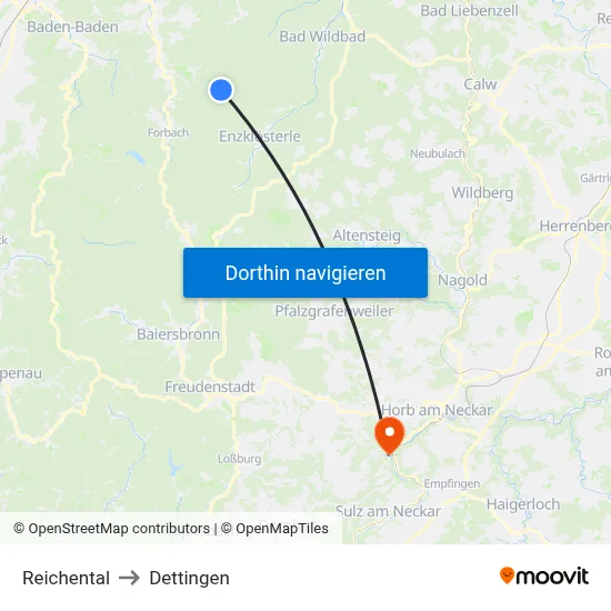 Reichental to Dettingen map