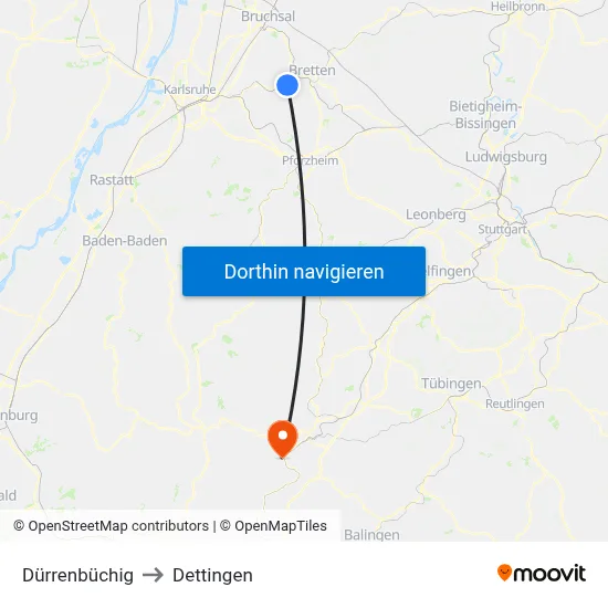 Dürrenbüchig to Dettingen map