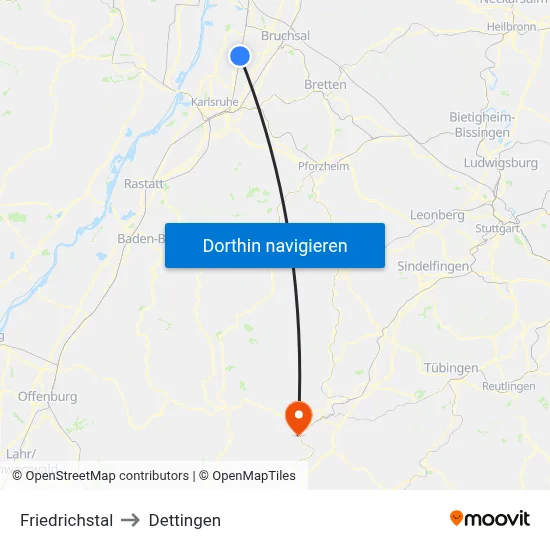 Friedrichstal to Dettingen map