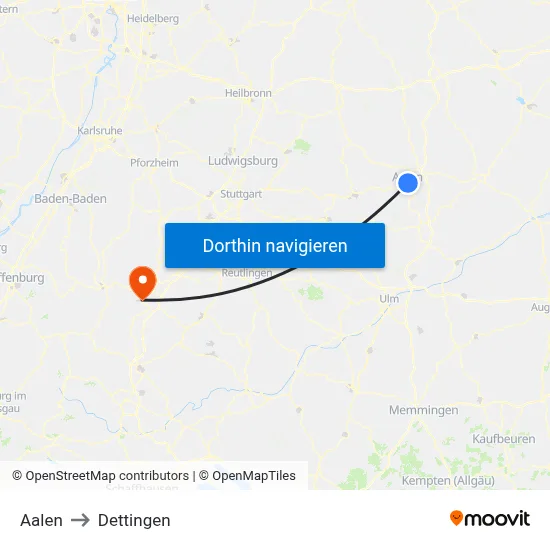 Aalen to Dettingen map