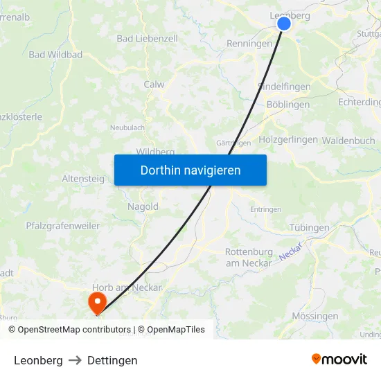 Leonberg to Dettingen map