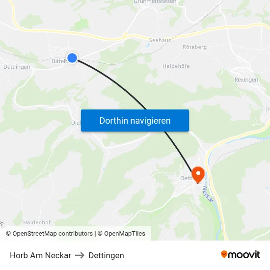 Horb Am Neckar to Dettingen map