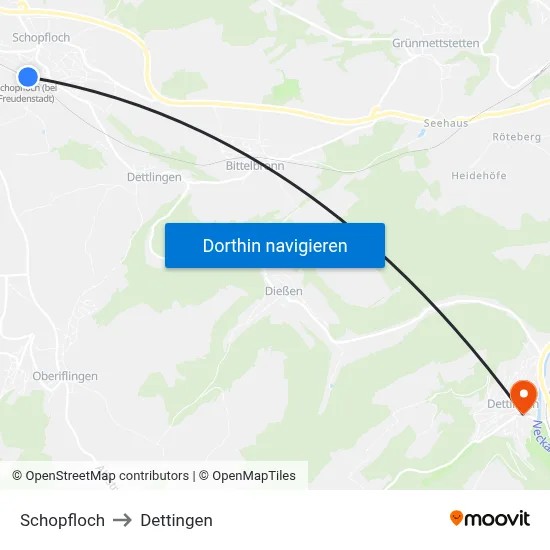 Schopfloch to Dettingen map