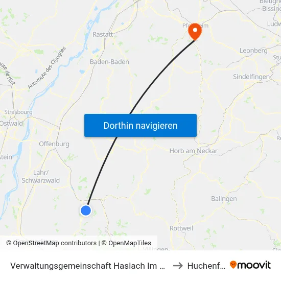 Verwaltungsgemeinschaft Haslach Im Kinzigtal to Huchenfeld map