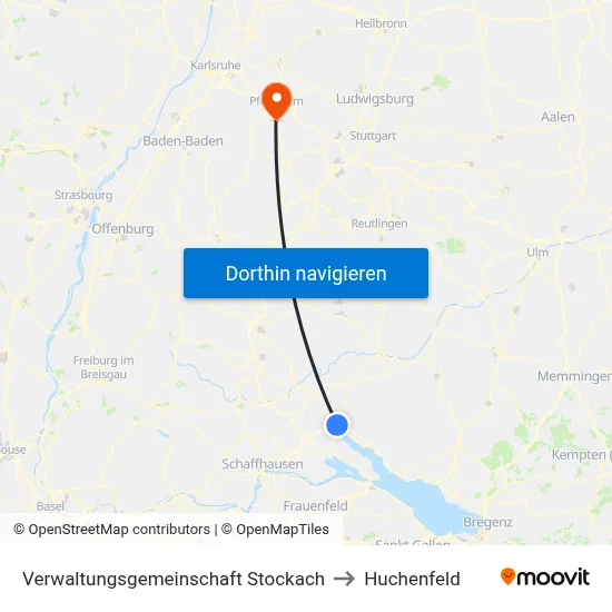 Verwaltungsgemeinschaft Stockach to Huchenfeld map