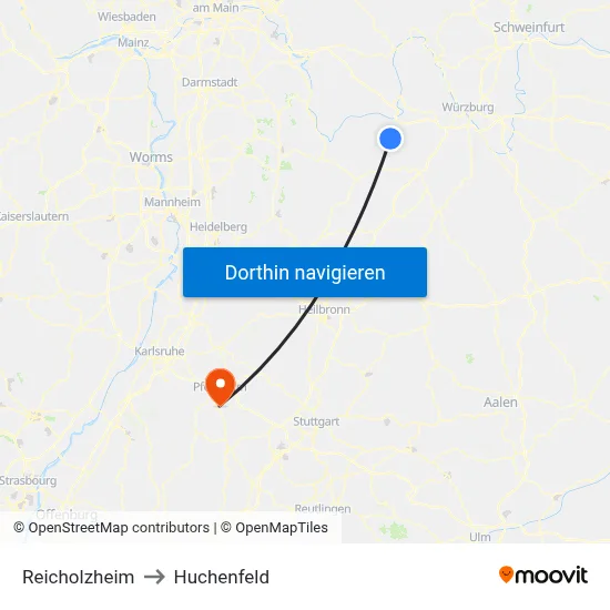 Reicholzheim to Huchenfeld map