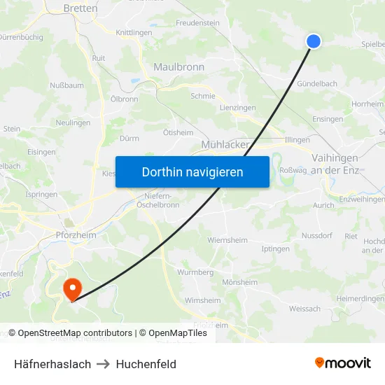 Häfnerhaslach to Huchenfeld map
