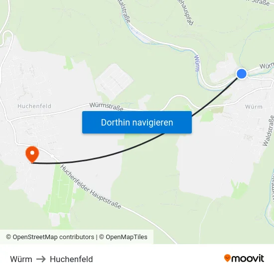 Würm to Huchenfeld map