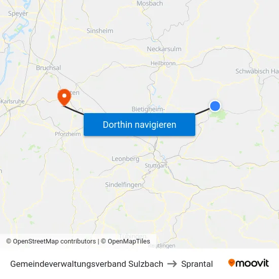Gemeindeverwaltungsverband Sulzbach to Sprantal map