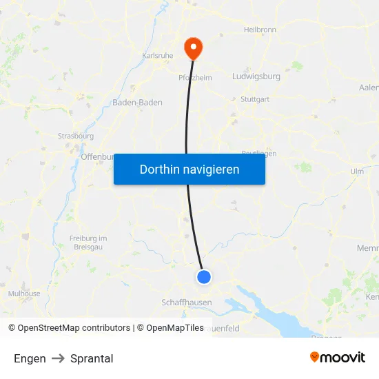 Engen to Sprantal map
