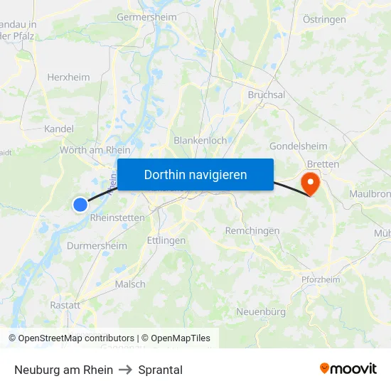 Neuburg am Rhein to Sprantal map