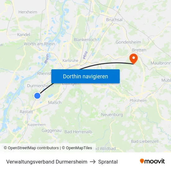 Verwaltungsverband Durmersheim to Sprantal map