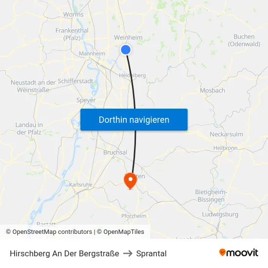 Hirschberg An Der Bergstraße to Sprantal map