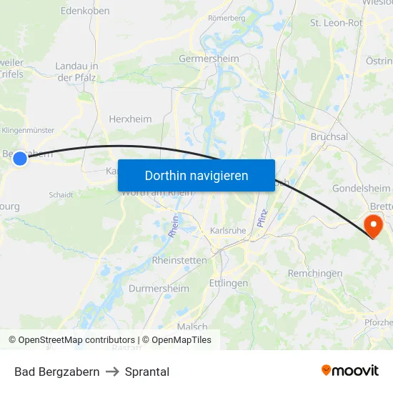 Bad Bergzabern to Sprantal map