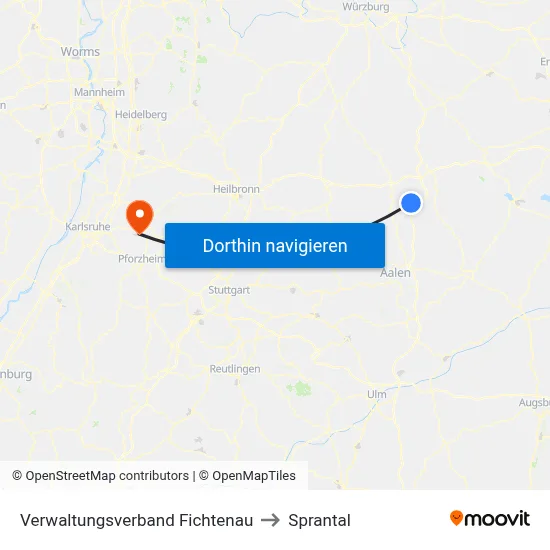Verwaltungsverband Fichtenau to Sprantal map