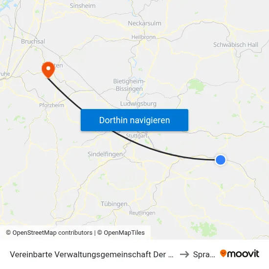 Vereinbarte Verwaltungsgemeinschaft Der Stadt Göppingen to Sprantal map