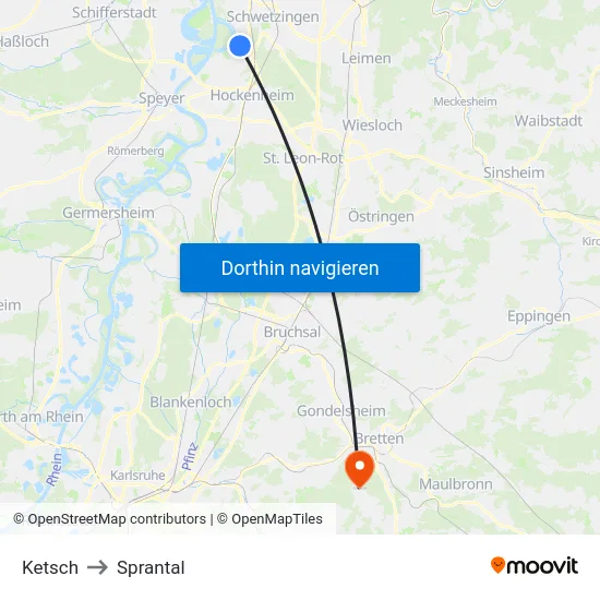Ketsch to Sprantal map
