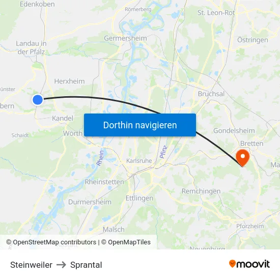 Steinweiler to Sprantal map