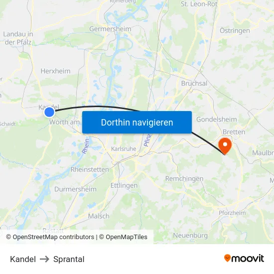 Kandel to Sprantal map