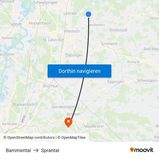 Bammental to Sprantal map