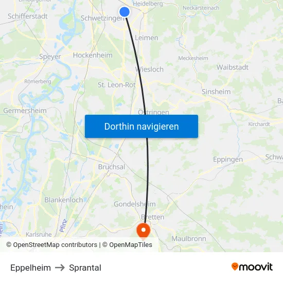 Eppelheim to Sprantal map