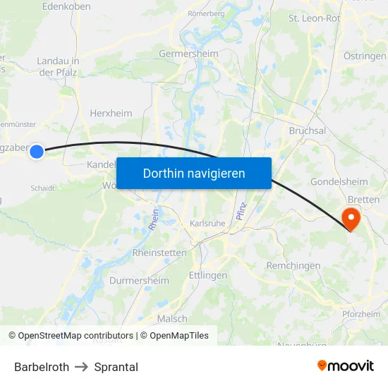 Barbelroth to Sprantal map