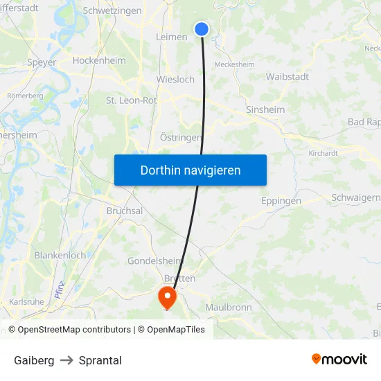 Gaiberg to Sprantal map