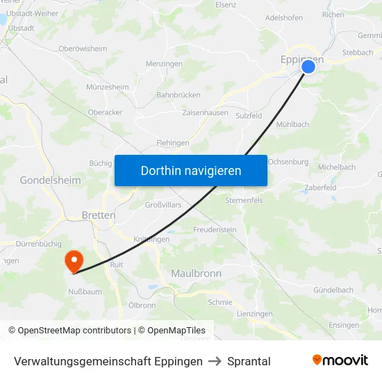 Verwaltungsgemeinschaft Eppingen to Sprantal map
