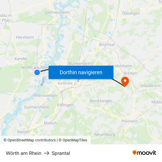 Wörth am Rhein to Sprantal map