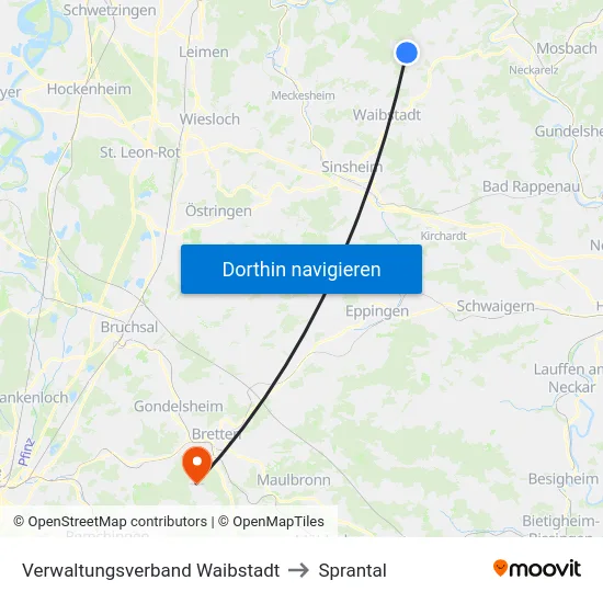 Verwaltungsverband Waibstadt to Sprantal map