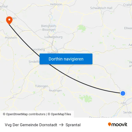 Vvg Der Gemeinde Dornstadt to Sprantal map