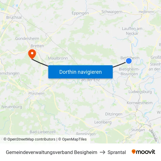Gemeindeverwaltungsverband Besigheim to Sprantal map