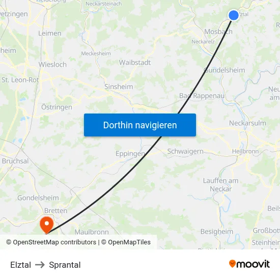 Elztal to Sprantal map