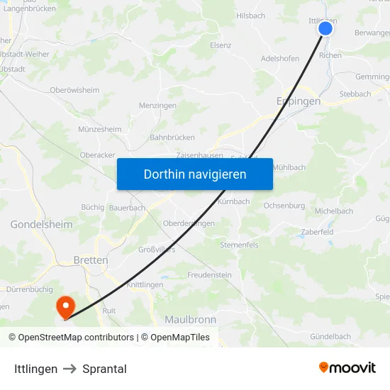 Ittlingen to Sprantal map