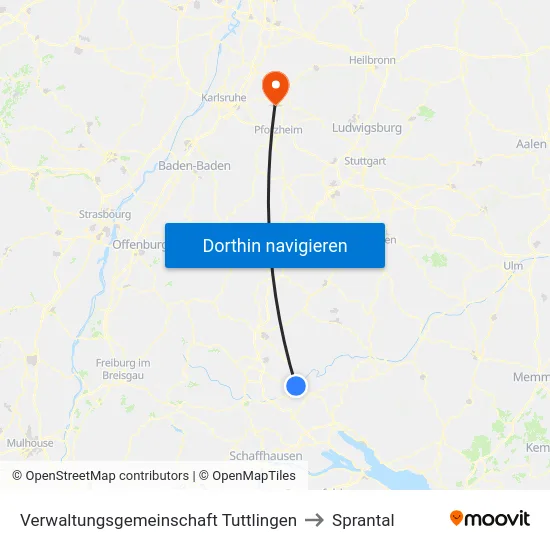 Verwaltungsgemeinschaft Tuttlingen to Sprantal map