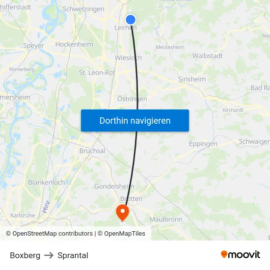 Boxberg to Sprantal map