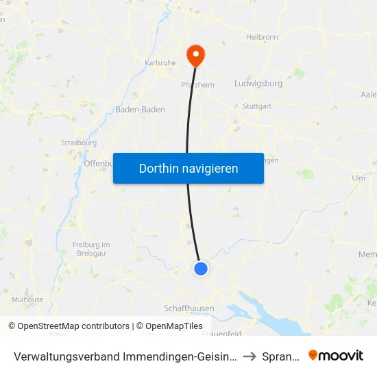 Verwaltungsverband Immendingen-Geisingen to Sprantal map