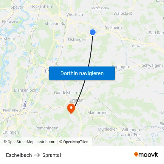 Eschelbach to Sprantal map
