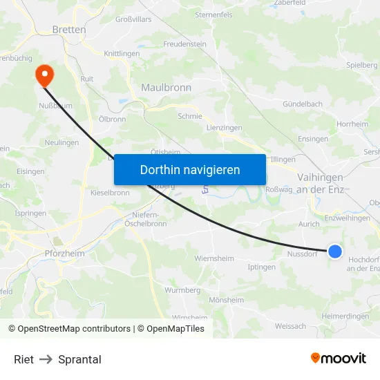 Riet to Sprantal map