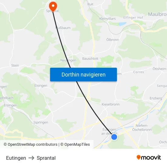 Eutingen to Sprantal map