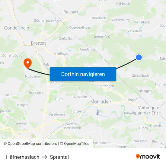 Häfnerhaslach to Sprantal map
