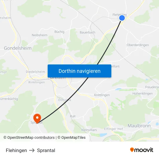 Flehingen to Sprantal map