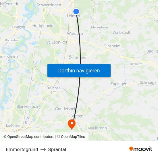 Emmertsgrund to Sprantal map